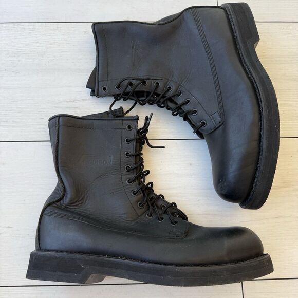 Addison Shoe Steel Toe Leather Combat Boots Men\'s US 10.5 R Vibram Soles Black main image 4